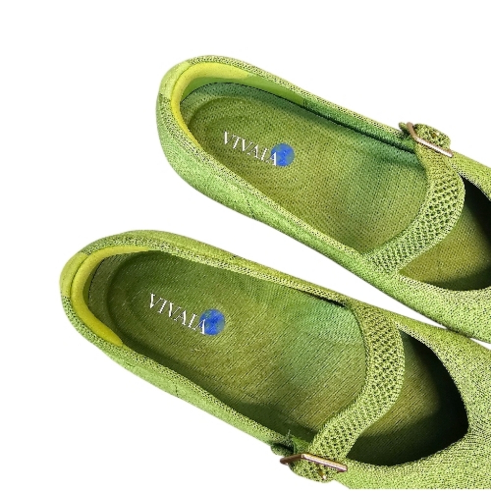 NWOT Vivaia Margot Pistachio Ombre Square Toe Mary Jane Flats Sz 37 Balletcore - Picture 14 of 15